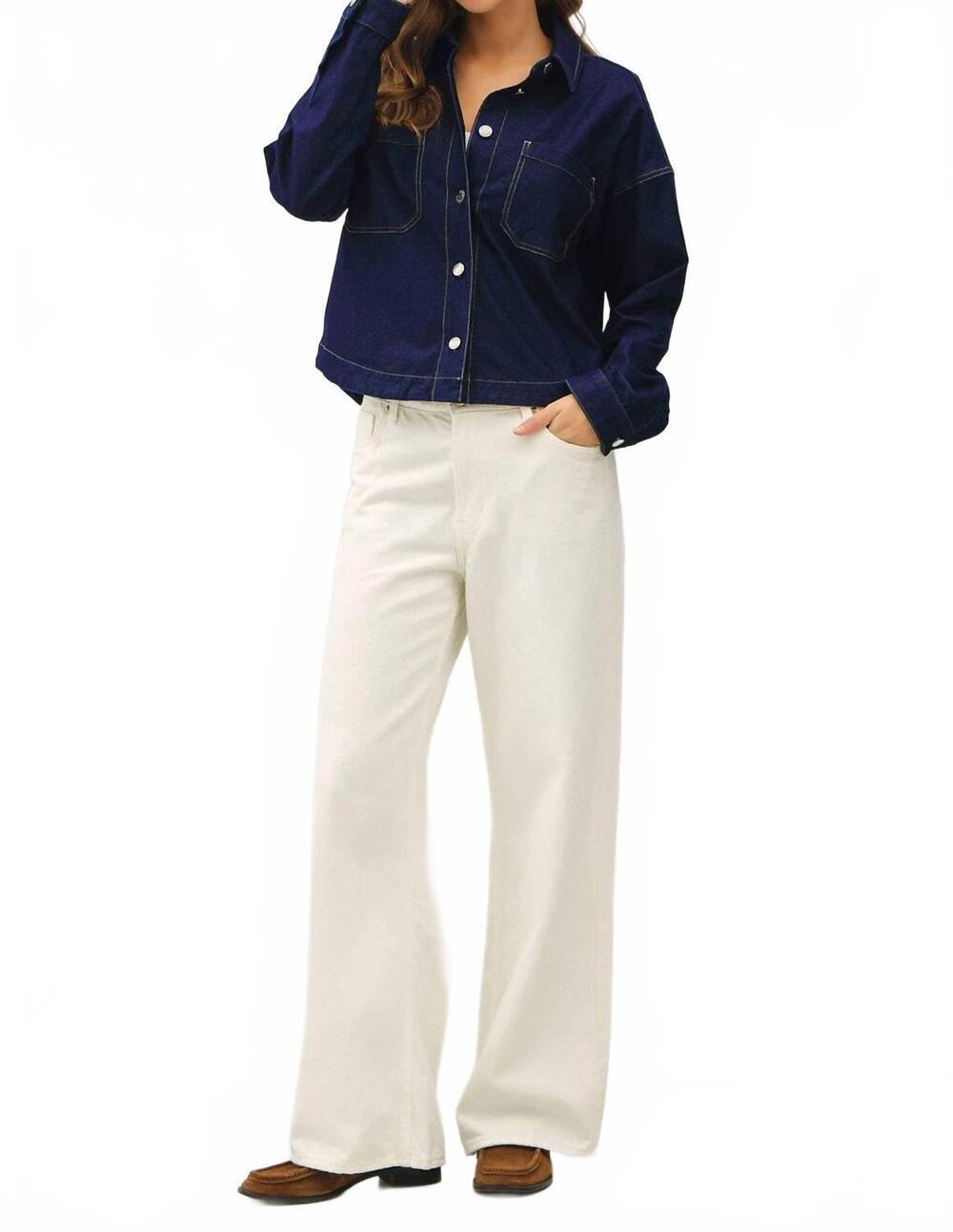 NEW BE COOL knit denim cropped jacket in dark wash